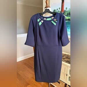 Gretchen Scott Designs Navy Dress with Mint Accents